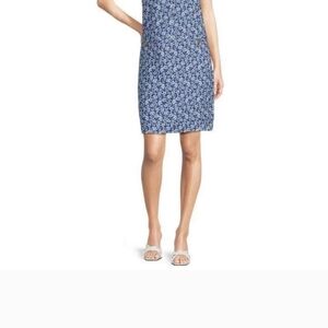 J. McLaughlin Blue Sleeveless Sheath Dress Crew Neck